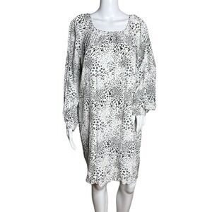 Joie Dress Women Large White‎ Black Animal Print Shift Animata Dress Edgy Party